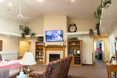 Cozy common area with comfortable seating and a television