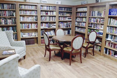 Interior library space with shelves and seating