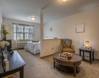 Cozy interior of a resident room with furnishings