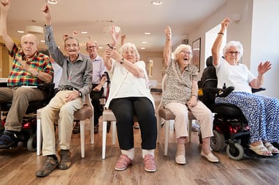 Residents participating in an engaging group activity