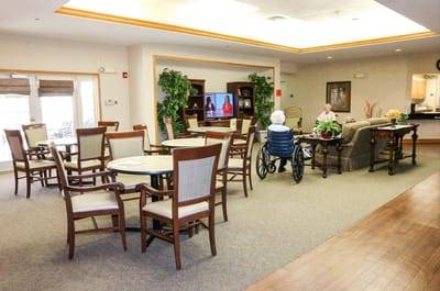 Common area with residents and seating
