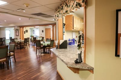 Dining area with tables and chairs
