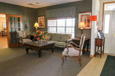 Cozy common area with seating and natural light