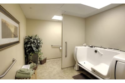 Accessible bathroom with specialized features