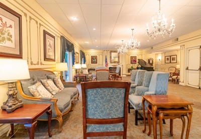 Interior view of a common area with comfortable seating