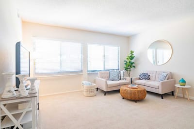 Bright and airy common area with seating