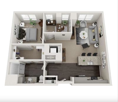 Architectural floor plan of a resident unit layout