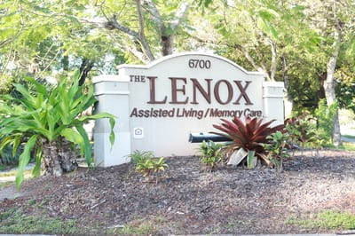 Exterior sign for Lenox Assisted Living facility