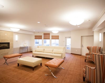 Bright and spacious common area with comfortable seating
