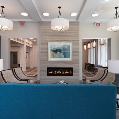 Bright and inviting common area with modern decor