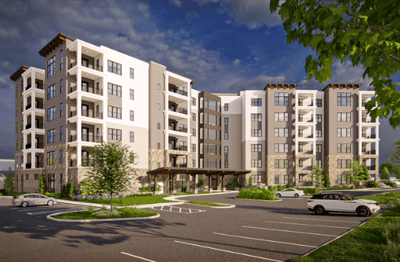 Exterior view of a modern senior living facility