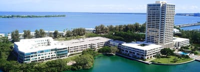 Aerial view of Plymouth Harbor on Sarasota Bay.