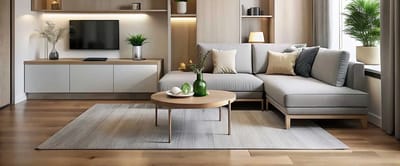Contemporary interior living room with plants and decor