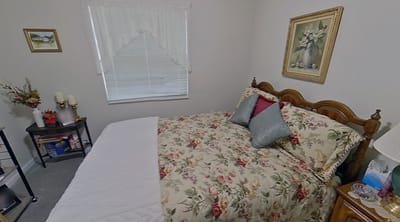 Cozy private bedroom in assisted living facility