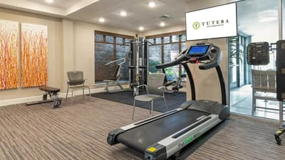 Interior view of a fitness area with exercise equipment