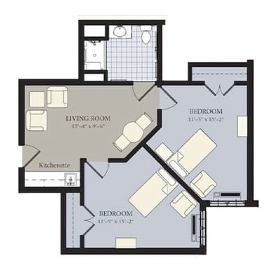 Architectural floor plan of a living space