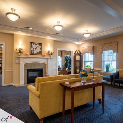 Cozy common area with seating and decorations