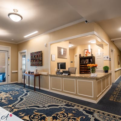 Reception area of the assisted living facility