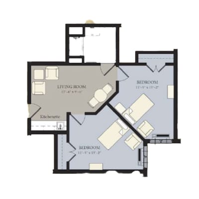 Architectural floor plan of a resident unit