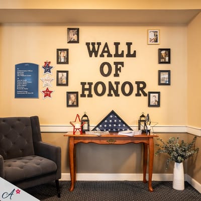 A Wall of Honor display in a common area
