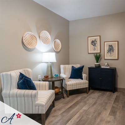 Cozy seating area with comfortable chairs and decor