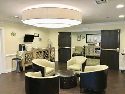 Common area with comfortable seating and welcome decor