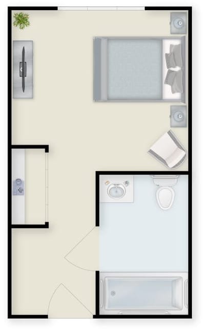 Architectural floor plan of a resident room