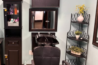 Interior view of a hair salon space