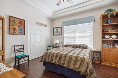 Cozy interior view of a private resident room