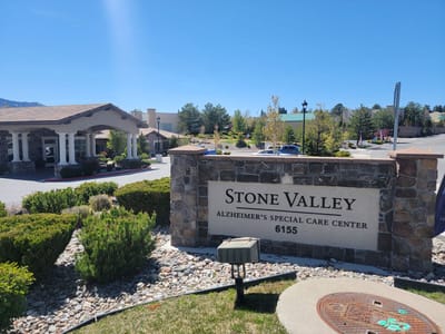 Exterior view of Stone Valley Alzheimer's Care Center sign