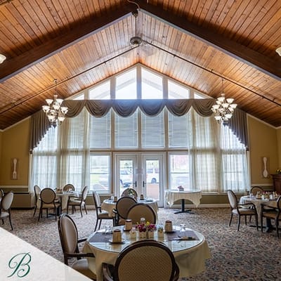 Interior dining room with tables and elegant decor