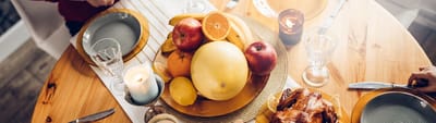 A beautifully arranged fruit platter on a dining table