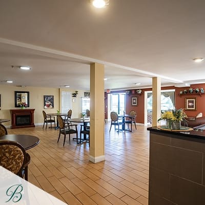Common area with seating in a bright interior
