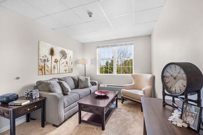 Cozy resident living room with natural light