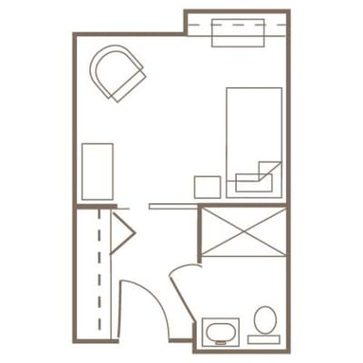Architectural floor plan of a resident room