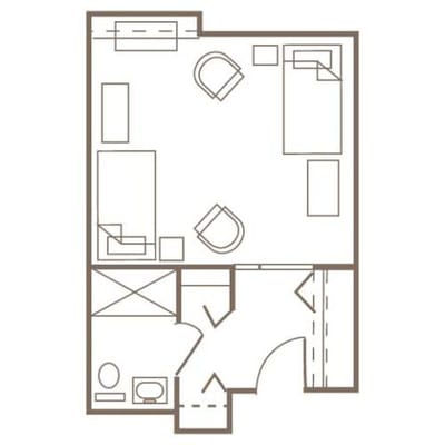 Architectural floor plan of a resident unit