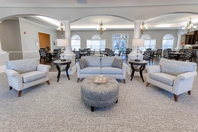 Comfortable seating area in a bright common area