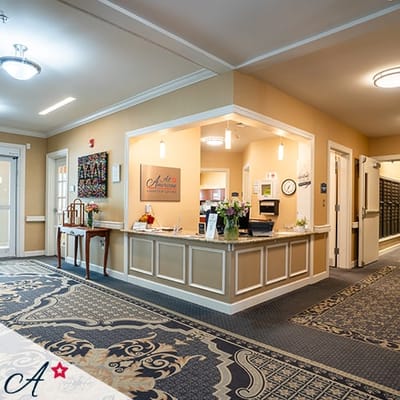 Interior view of the reception area at the facility