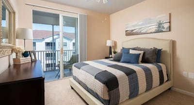A cozy bedroom in an assisted living facility