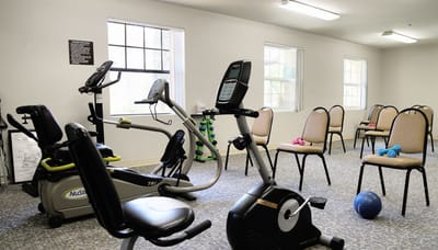 Exercise equipment in a fitness room