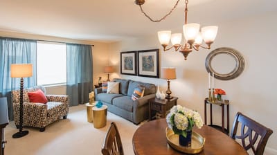 Cozy interior view of a living room in senior living community