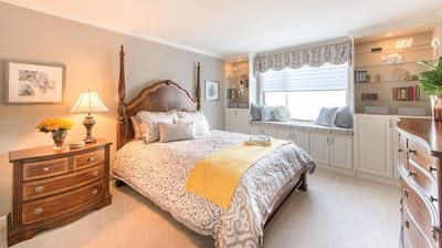 Bright and inviting senior living bedroom with decor