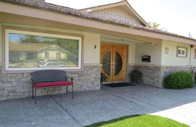 Front entrance of a senior living facility