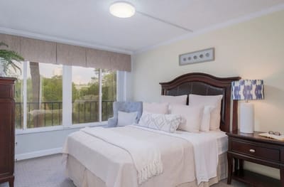 Cozy bedroom setup in a senior living space