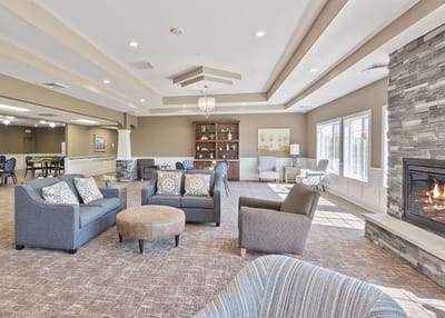 Bright and spacious common area with comfortable seating