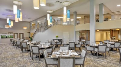 Bright dining room set for a meal with modern decor