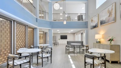 Common area with seating and natural lighting