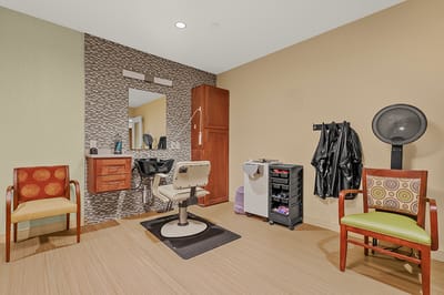Hair salon area in assisted living facility