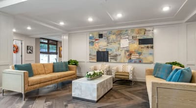 Bright and modern common area with stylish seating