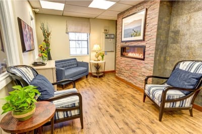 Cozy common area featuring seating and decor